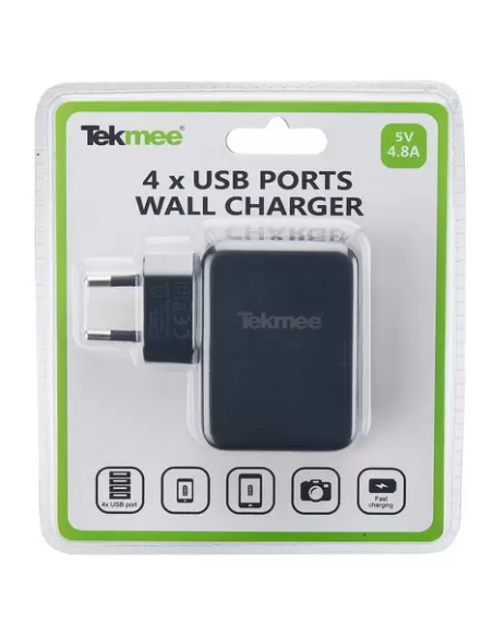 Chargeur Mural 4 Ports USB 4.8A de la marque Tekmee