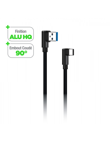 Câble USB-C Elbow nylon, charge et Data 1M par Wave Concept