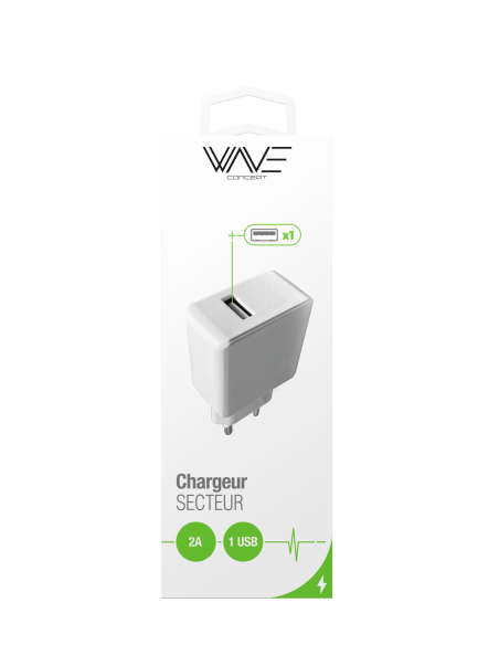 Chargeur Secteur 2,1A 5V 1 port de la marque Wave Concept